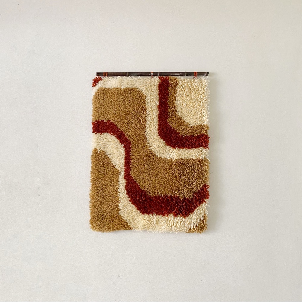 70’s Latch Hook Wall Hanging Mid Century Geometric